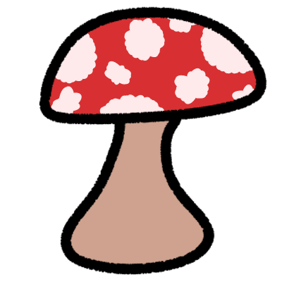 a mushroom with a brown stem and a red and white rounded cap